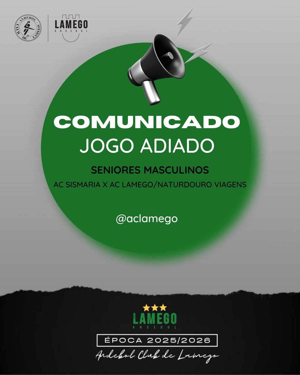 Comunicado Oficial: Adiamento jogo da Equipa Sénior