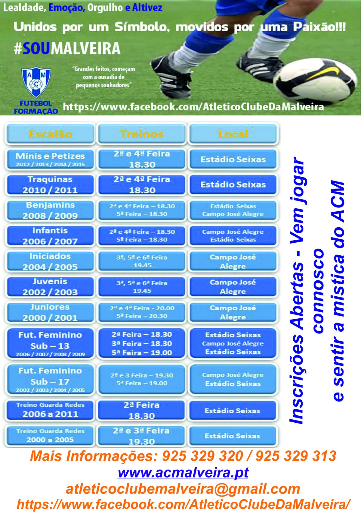 Futebol de Formação - Inscrições Abertas