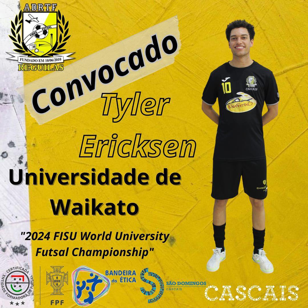 Tyler convocado para a Seleção Universitária, pela Universidade de Waikato, Hamilton, Nova Zelândia