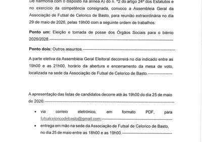 Eleições Órgãos Sociais