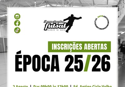 Inscrições abertas para a Época 25/26
