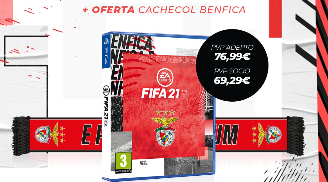 JOGO PS4 FIFA 21+ CACHECOL - EDIÇÃO BENFICA
