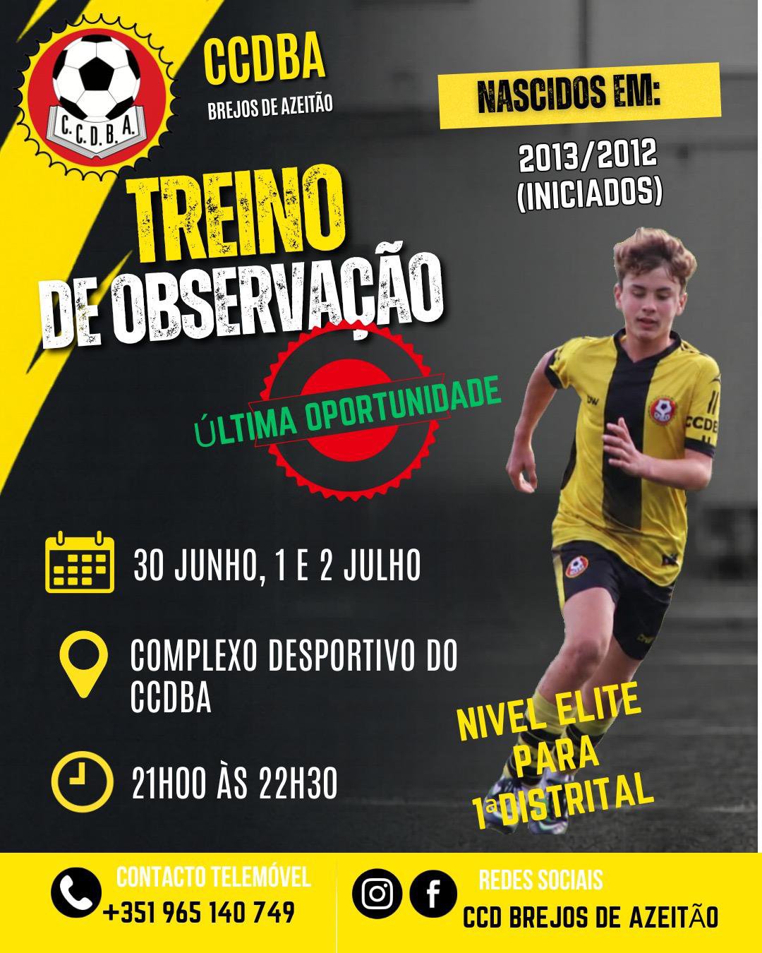 TREINOS OBSERVAÇÃO 2013/2012 - NOVAS DATAS