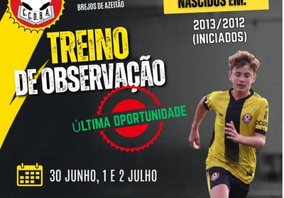 TREINOS OBSERVAÇÃO 2013/2012 - NOVAS DATAS