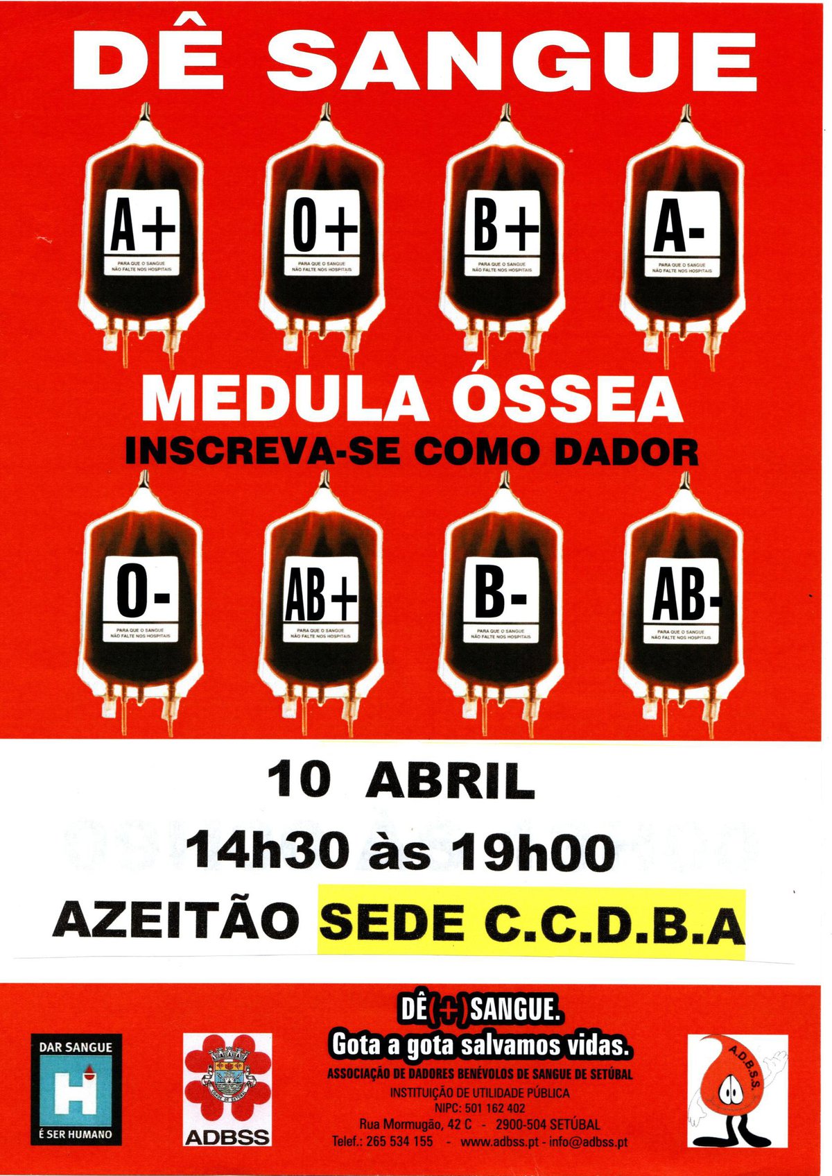 Recolha de Sangue dia 10 de abril na sede do CCDBA