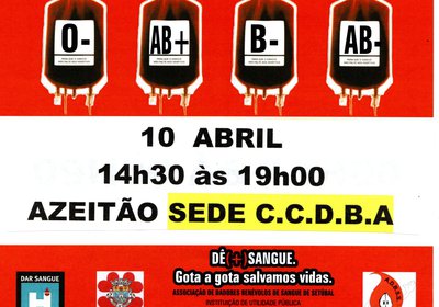 Recolha de Sangue dia 10 de abril na sede do CCDBA