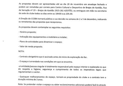 Abertura de Concurso BAR DO TÉNIS