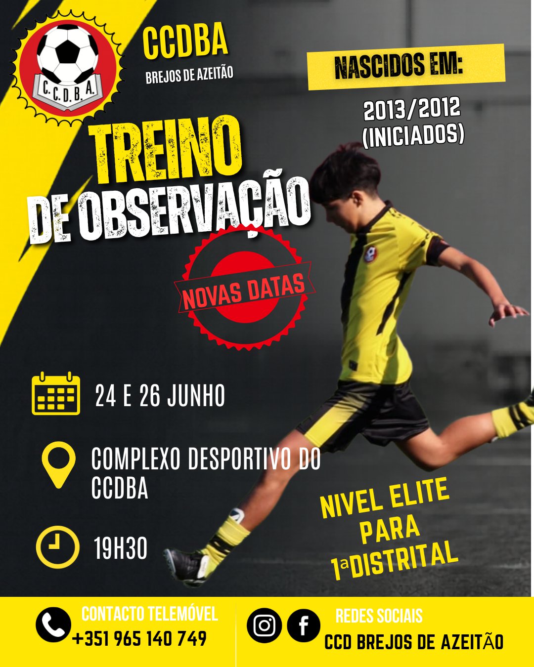 TREINOS DE OBSERVAÇÃO 2013/2012 - NOVAS DATAS