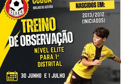 TREINOS OBSERVAÇÃO INICIADOS - 1.ª DISTRITAL
