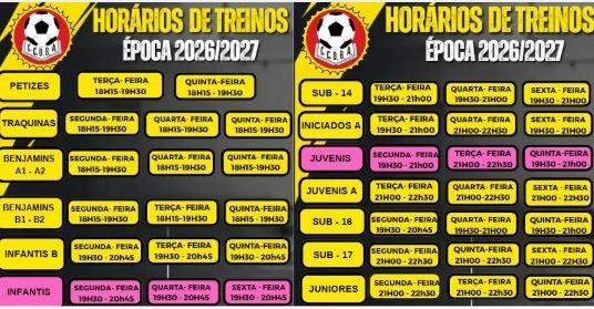 Mapa de Treinos - Época 2026 2027
