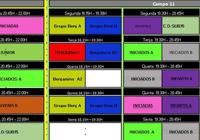 Plano de Treinos Semanal - Horários