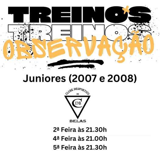 Treinos de observação - Juniores (2007 e 2008)