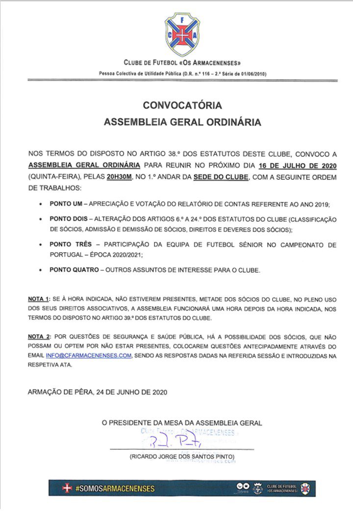 Convocatória - Assembleia Geral Ordinária