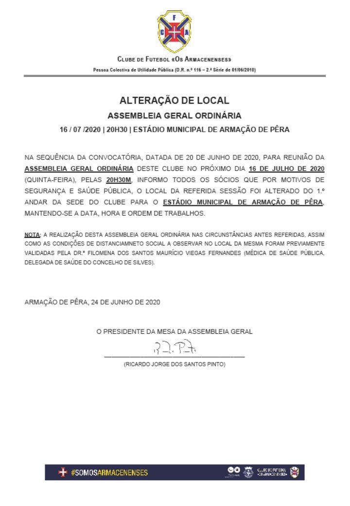 Alteração do Local da Assembleia