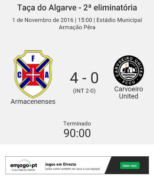 Armacenense segue em frente na taça