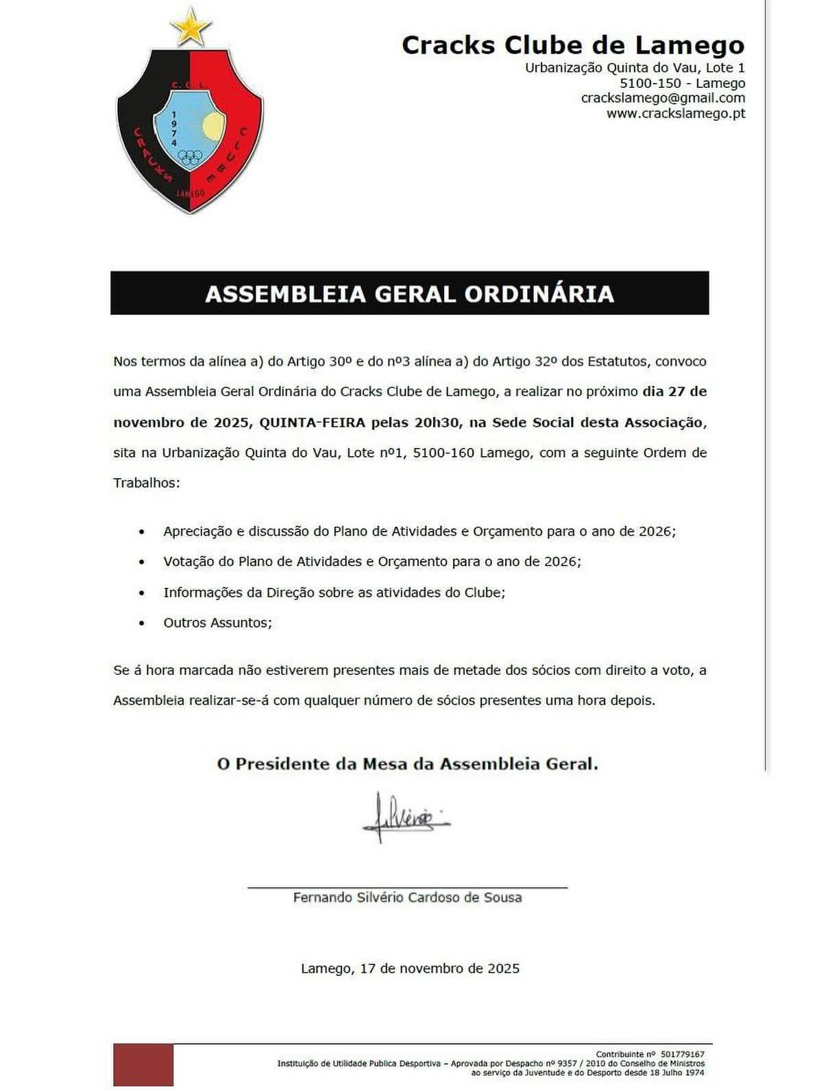 Assembleia Geral Ordinária.