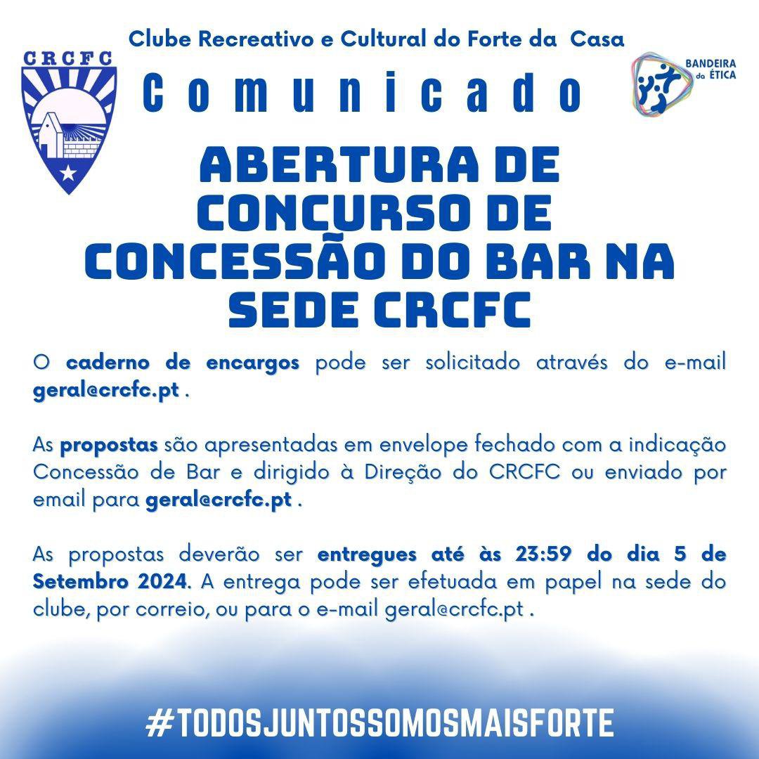 Abertura de concurso para o Bar na Sede CRCFC