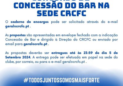 Abertura de concurso para o Bar na Sede CRCFC