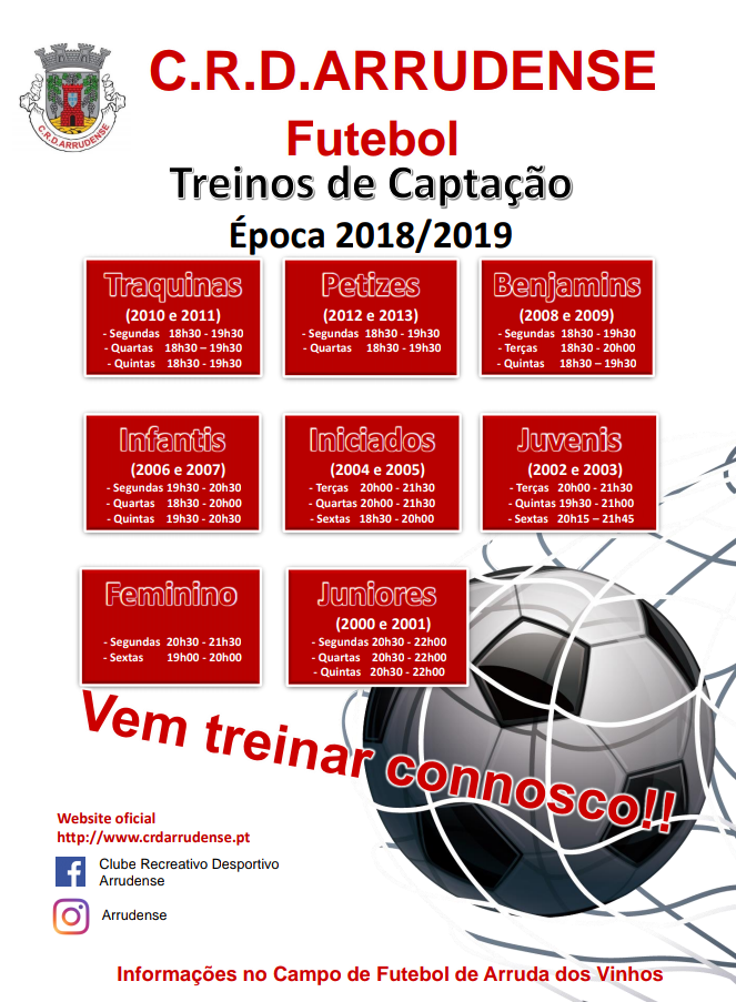 Treinos de Captação - Futebol - Época 2018/2019