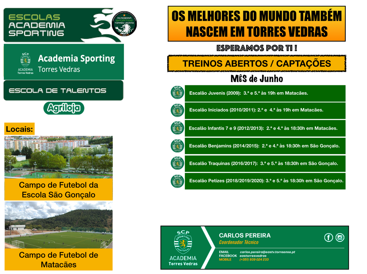 Treinos Abertos / captações Academia Sporting Torres Vedras