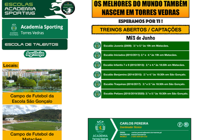 Treinos Abertos / captações Academia Sporting Torres Vedras