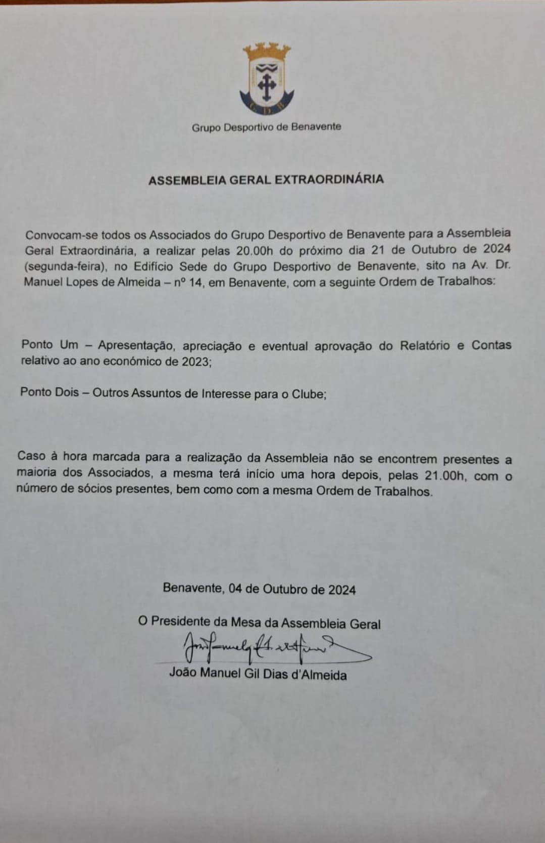 Assembleia Extraordinária
