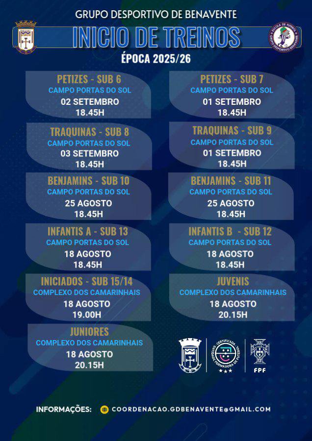 INÍCIO DE TREINOS 2025/2026