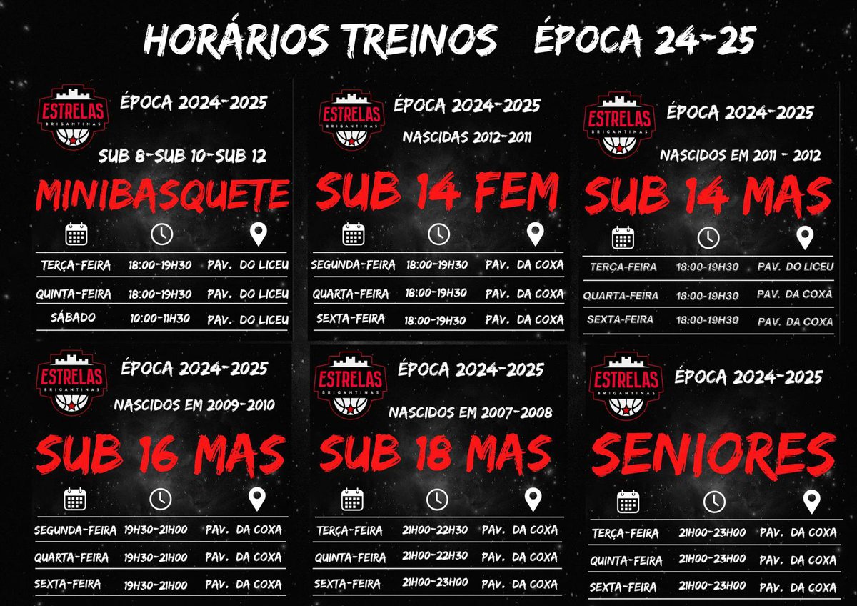 Horários Treinos 24-25