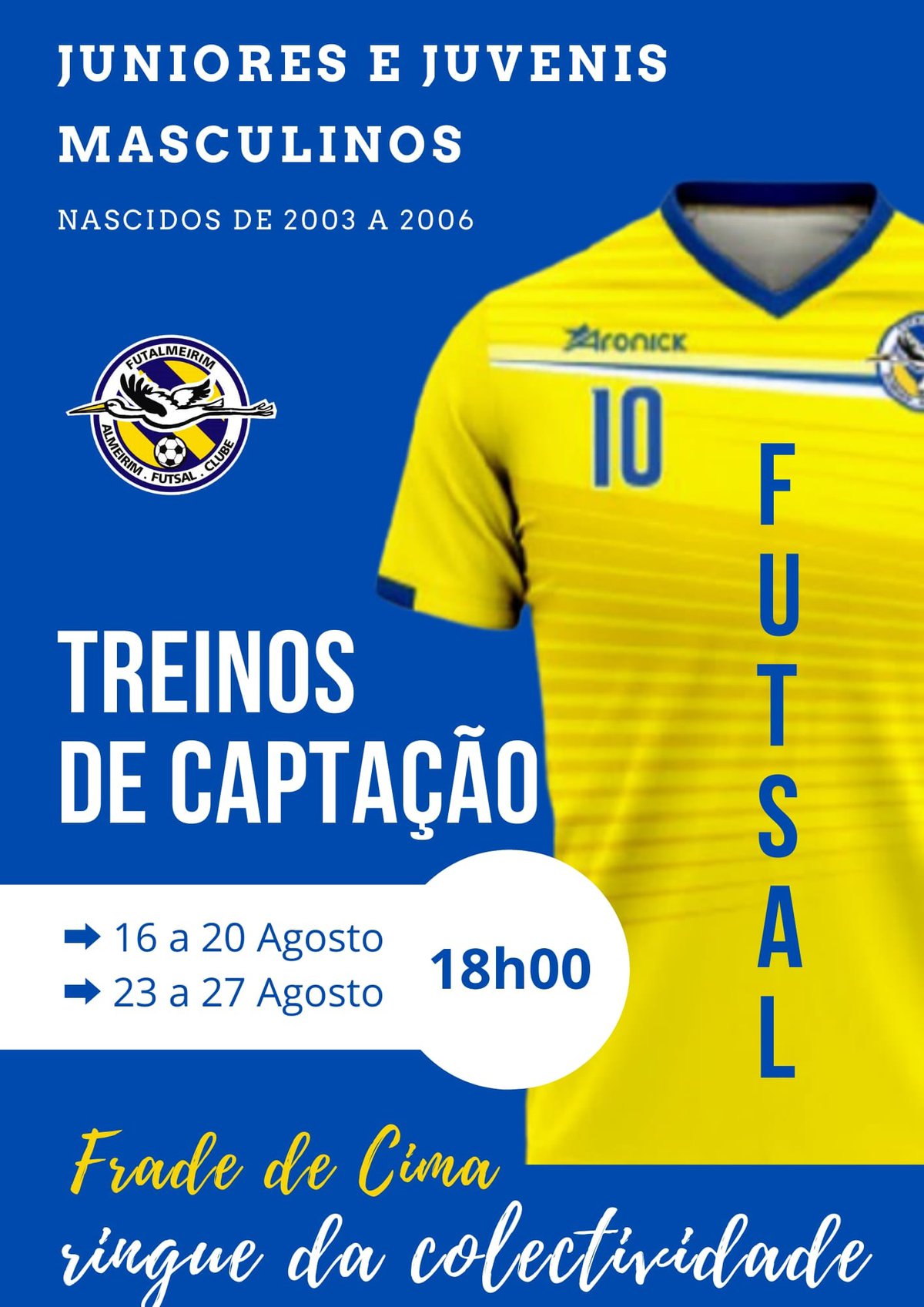 TREINOS CAPTAÇÃO JUNIORES E JUVENIS