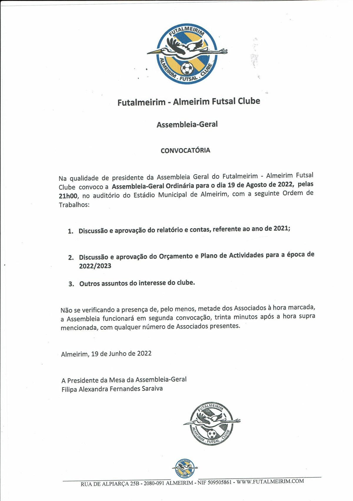 Convocatória Assembleia Geral