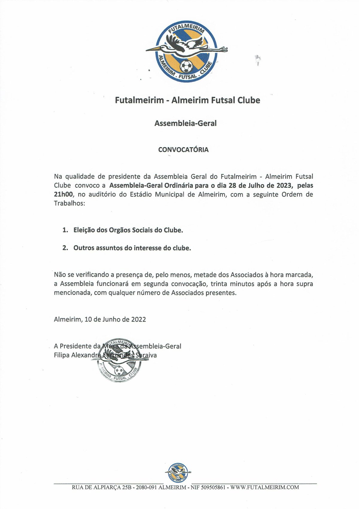 Convocatória Assembleia Geral