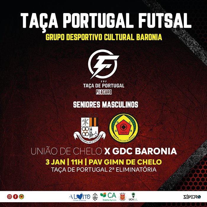 GDC Baronia desloca-se a Chelo na 2ª eliminatória da Taça de Portugal Placard