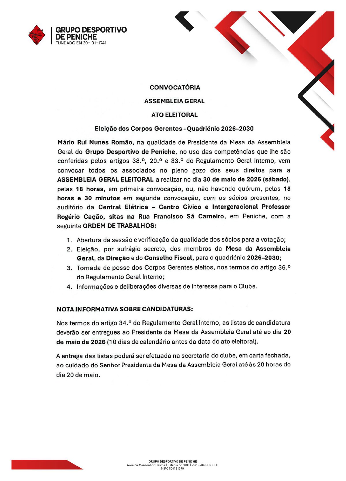 ASSEMBLEIA GERAL - ATO ELEITORAL