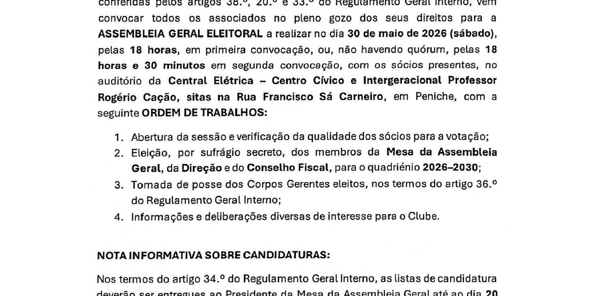 ASSEMBLEIA GERAL - ATO ELEITORAL