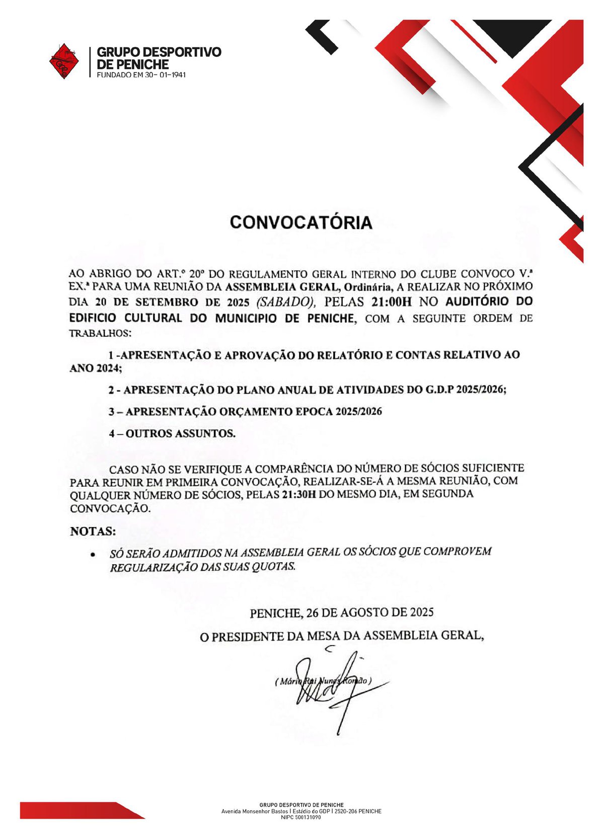 ASSEMBLEIA GERAL EXTRAORDINÁRIA