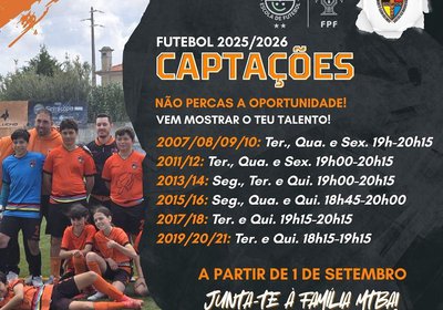 Futebol Formação 2025/ 2026 - Captações