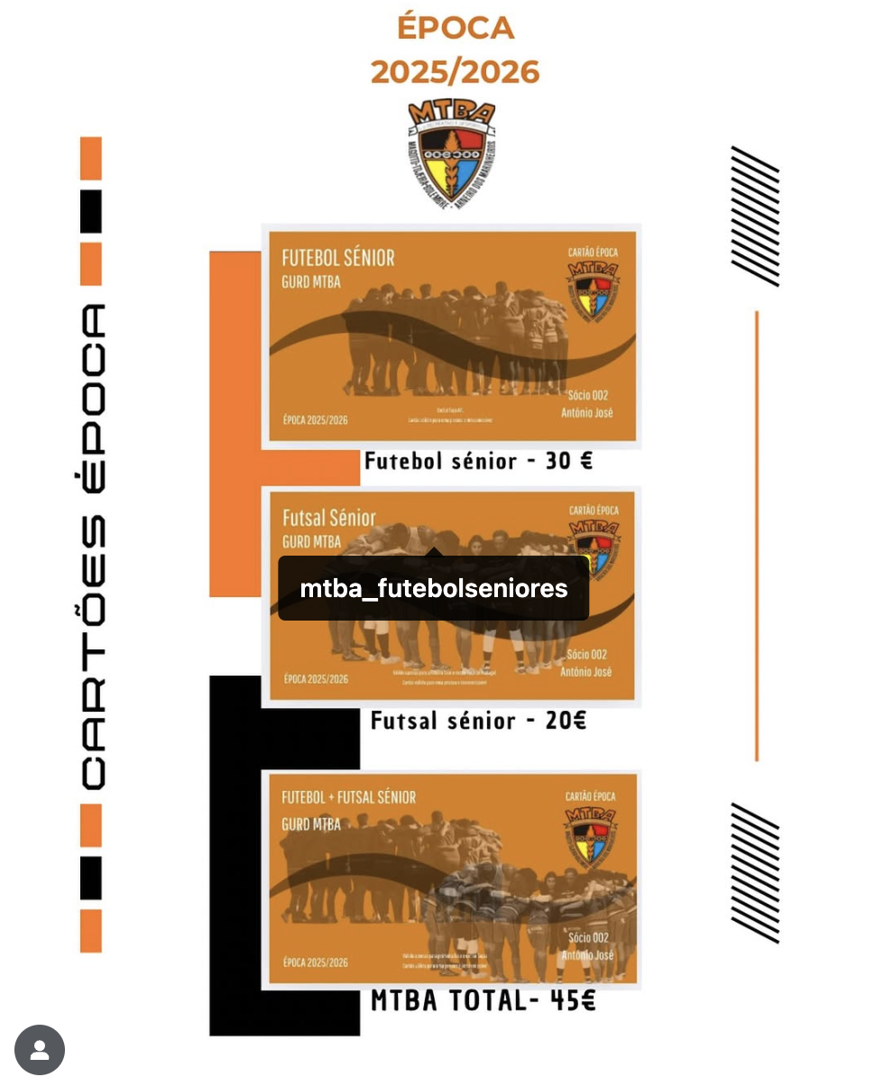 CARTÃO DE ÉPOCA MTBA - 2025/2026