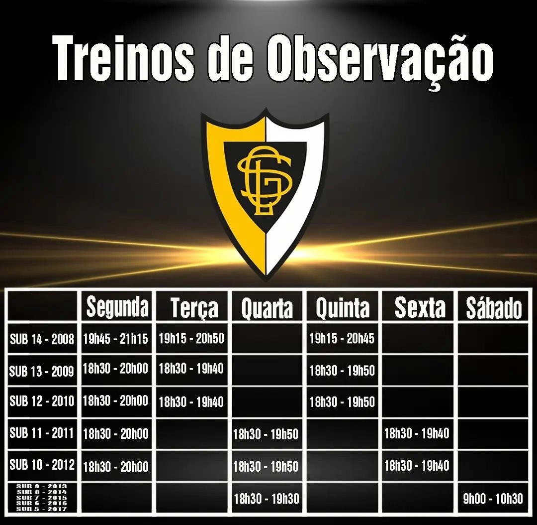 Treinos de observação dos 5 aos 14 anos.