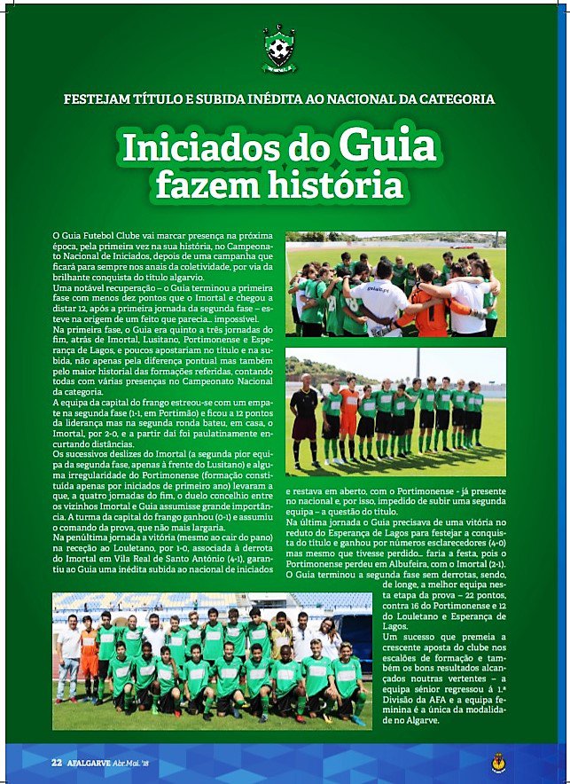 Guia Futebol Clube em destaque na Revista da AFA