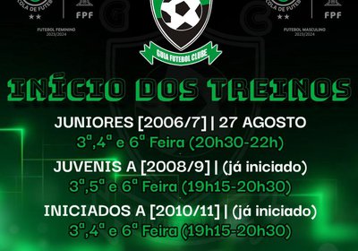 Início Treinos Futebol de Formação