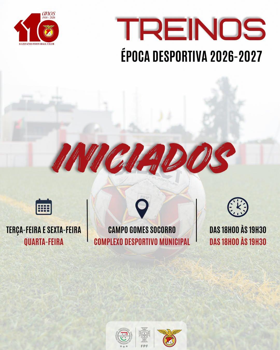 Horário de treinos dos Iniciados 2026/2027