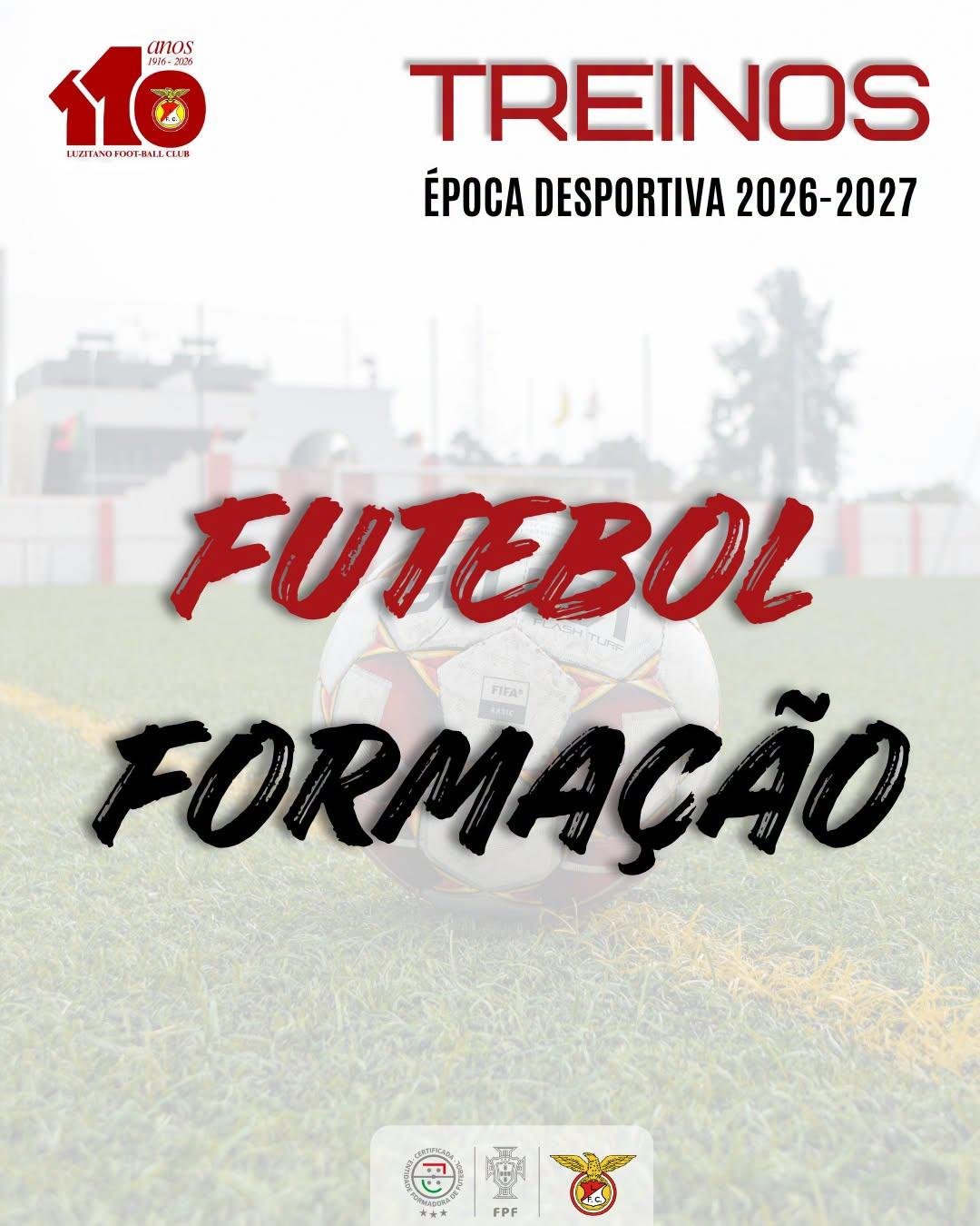 Horários de treino da formação — época 2026/2027