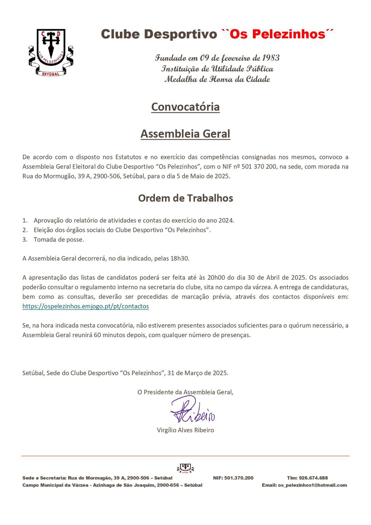 Convocatória da Assembleia Geral