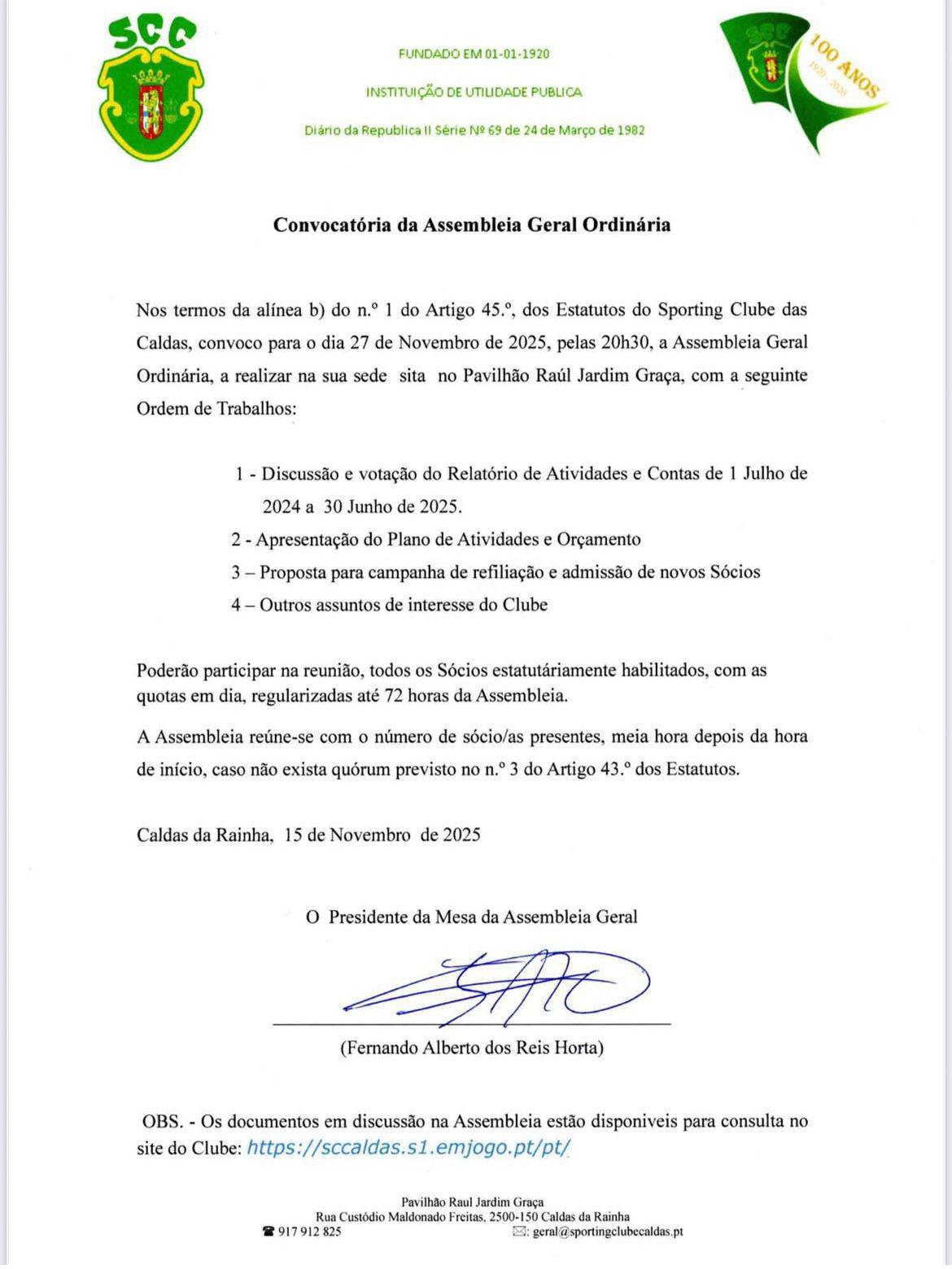 Convocação da Assembleia Geral Ordinária