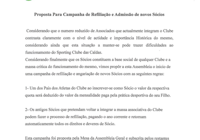 Proposta Para Campanha de Refiliação e Admissão de Novos Sócios