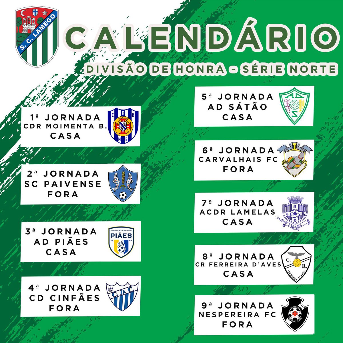 🟢 SC Lamego - Calendário ⚪
