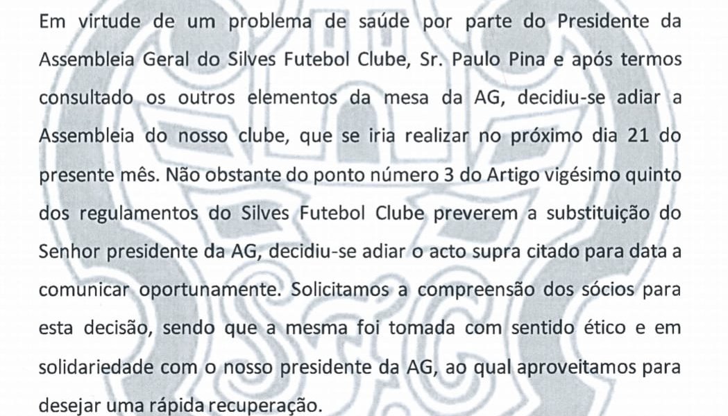 Comunicado Silves FC