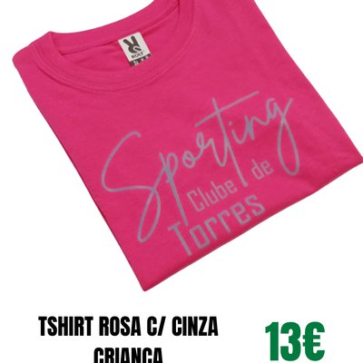 T-Shirt Rosa c/ Cinza - Criança