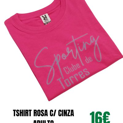 T-Shirt Rosa c/ Cinza - Adulto