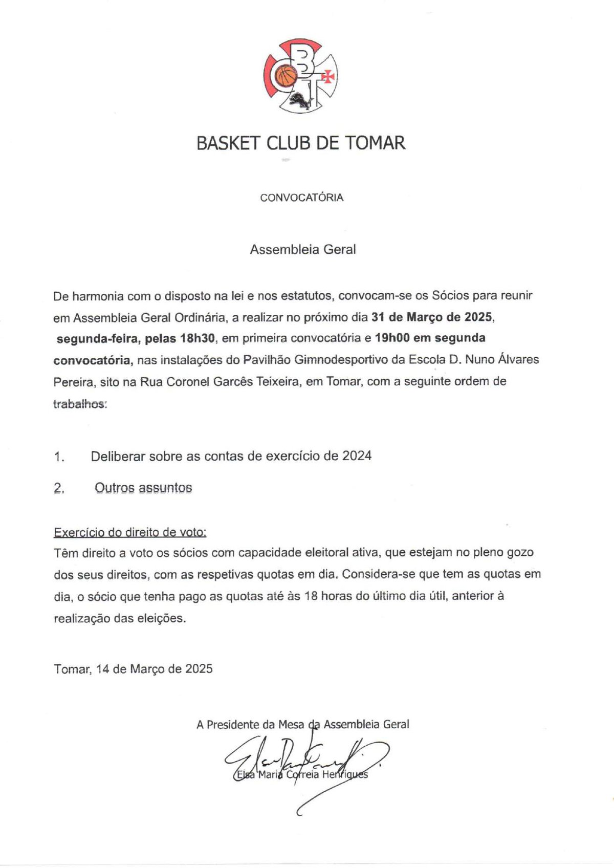 Convocatória Assembleia Geral Ordinária 2025-03-31